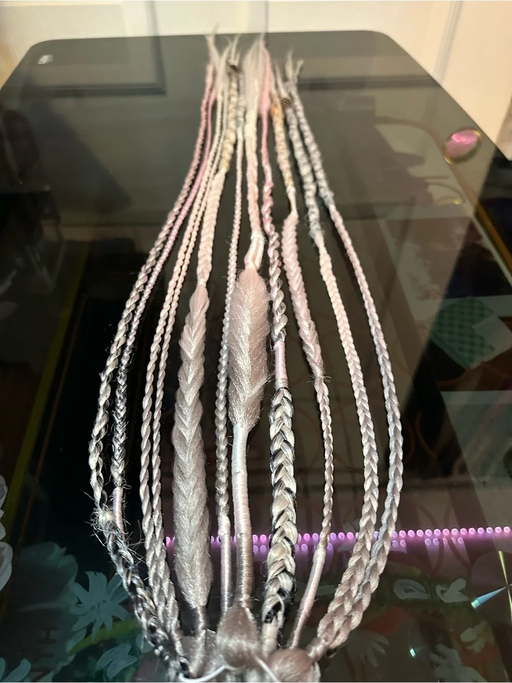 Boho Viking Dreads w/Accent Extensions - Pink, Silver & White